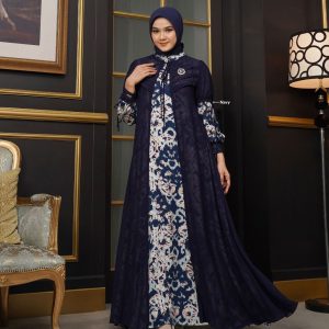 [BUNDLE] NADHEERA ANANDAYU-DRESS-STYLE-2-NAVY-#M + KEKE INAYA RUBY SCARF ARMY