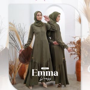 [BUNDLE] ABIKA EMMA DRESS ARMY #XL + ABIKA HIJAB GHANEEA BERGO ARMY