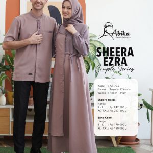 [BUNDLE] ABIKA SHEERA DRESS PEACH - PLUM #XXL + ETHICA HIJAB VOAL MOTIF BLOEM FROSTY
