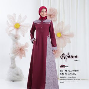 [BUNDLE] LUBI MAIRA DRESS MAROON #XS + ABIKA BELLA SQUARE JAHIT TEPI HITAM