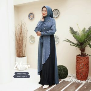 ALWA HIJAB ZEEHAN GAMIS MOM STYLE 2 DEEP GRAY
