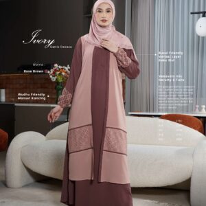 [BUNDLE] NIBRAS IVORY-GAMIS-ROSEBROWN-#XXL + NIBRAS HIJAB BIHRIA SCARVES WHITE