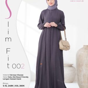 [BUNDLE] NIBRAS SLIMFIT 002 DARK PURPLE #XXL + NADHEERA FLO SCARF THISTLE