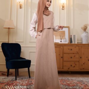 [BUNDLE] NIBRAS SVASANA-003-CREAM-#L + NIBRAS HIJAB BIHRIA SCARVES WHITE