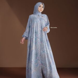 [BUNDLE] NADHEERA ABELLEA-DRESS-BLUECAROLINE-#M + NIBRAS HIJAB BIHRIA SCARVES BLACK