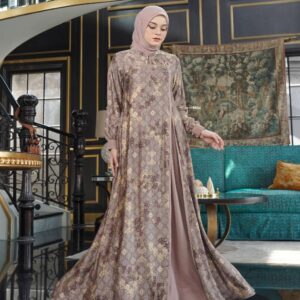 [BUNDLE] NADHEERA AINARAYA-DRESS-STYLE-2-MILO-#M + KEKE INAYA RUBY SCARF PEACH