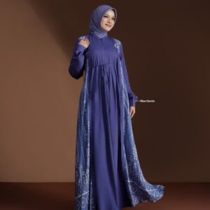 [BUNDLE] NADHEERA DOVELY-DRESS-BLUEDENIM-#XXL + KEKE INAYA RUBY SCARF NAVY