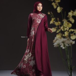 [BUNDLE] NADHEERA KALILA-DRESS-MAROON-#S + KEKE INAYA RUBY SCARF MAROON