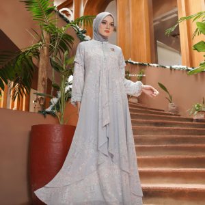 [BUNDLE] NADHEERA LOYALTY-DRESS-STYLE-2-BLUECAROLINE-#XXXL + KEKE INAYA RUBY SCARF ARMY