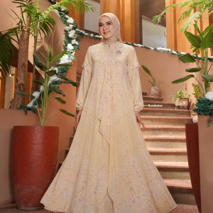 [BUNDLE] NADHEERA LOYALTY-DRESS-STYLE-2-BUMBLEBEE-#M + KEKE INAYA RUBY SCARF ARMY