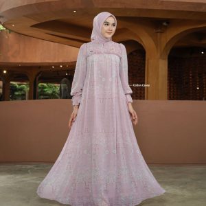 [BUNDLE] NADHEERA LOYALTY-DRESS-STYLE-4-COTTONCANDY-#XL + KEKE INAYA RUBY SCARF ARMY