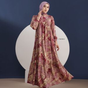 [BUNDLE] NADHEERA MALYAZA-DRESS-REDBERRY-#XL + KEKE INAYA RUBY SCARF MAROON