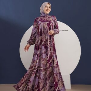 [BUNDLE] NADHEERA MALYAZA-DRESS-RICHPURPLE-#M + KEKE INAYA RUBY SCARF MAROON