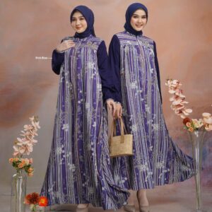 [BUNDLE] NADHEERA MAULY-MIDIDRESS-RICHBLUE-#XXL + KEKE INAYA RUBY SCARF NAVY