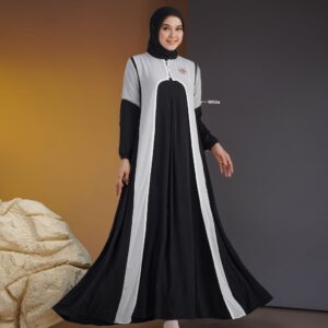 [BUNDLE] NADHEERA MAZZYA-DRESS-WHITE-#XXXL + NIBRAS HIJAB DIAMOND PASHMINA IVORY