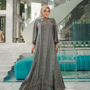 [BUNDLE] NADHEERA RAYANIA-DRESS-STYLE-3-SEAWEED-#XL + KEKE INAYA RUBY SCARF ARMY