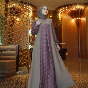 [BUNDLE] NADHEERA SYMPHONY-DRESS-STYLE-3-CHOCOMILK-#L + NIBRAS HIJAB BIHRIA SCARVES BLACK