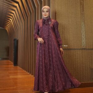 [BUNDLE] NADHEERA SYMPHONY-DRESS-STYLE-5-MAUVE-#XXL + NIBRAS HIJAB BIHRIA SCARVES BLACK