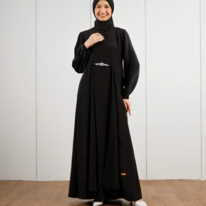 [BUNDLE] NIBRAS GAIA-GAMIS-BLACK-#M + NADHEERA ABELLEA-SCARF-ASHGREY