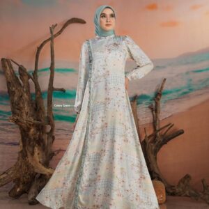 [BUNDLE] NADHEERA HANARIAA-DRESS-CELERYGREEN-#S + NIBRAS HIJAB FULMALA PASHMINA HEDGE GREEN