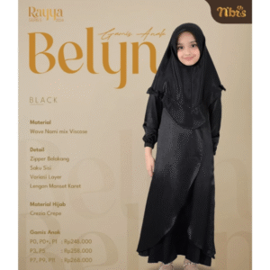 [BUNDLE] NIBRAS-BELYN GAMIS ANAK BLACK #P3 + NIBRAS HIJAB-STARLA REBORN PAD 1 COKLAT #XXL
