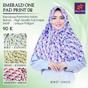 NIBRAS HIJAB EMERALD ONE PAD PRINT 02 M