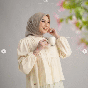 [Mix & Match] NADHEERA HILARYA-BLOUSE-COSMIC + LORA AZURA SCARF ROSE PINK - Paket Stylish: Blouse & Hijab Serasi