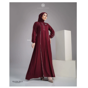 [Bundling Serasi] NADHEERA HALIZHA-DRESS-MAROON-#L + UB-GAMIS-WOLFIS-MAROON - Paket Elegan Duo Gamis: Nadheera Luxury + Daily Look Senada
