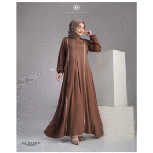 [Bundling Serasi] NADHEERA HALIZHA-DRESS-MILO-#L + UB-GAMIS-WOLFIS-MOCCA - Paket Elegan Duo Gamis: Nadheera Luxury + Daily Look Senada