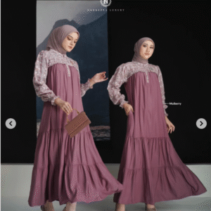 [Bundling Serasi] NADHEERA TANIVVA-DRESS-MULBERRY-#XL + MYSURE ELIANA-DRESS-MAUVE-#XL - Paket Elegan Duo Gamis: Nadheera Luxury + Daily Look Senada