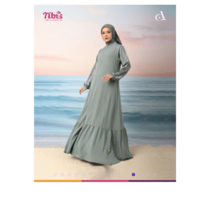 [Bundling Couple] NIBRAS ARCHIPELAGO IB DARK GREY-#XS + MYSURE SERAYA KOKO DAD SAGE GREEN #XL - Paket Serasi: Gamis & Koko Dewasa