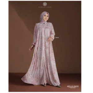 [Bundling Couple] NADHEERA ABELLEA-DRESS-PEACHY-#L + LUBI HONESTY KOKO DUSTY PINK #M - Paket Serasi: Gamis & Koko Dewasa