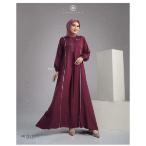 [Bundling Couple] NADHEERA HALIZHA-DRESS-GRAPES-#XXL + KEKE JAQUARD LOGO 2 KOKO BLACK MAROON #M (0) - Paket Serasi: Gamis & Koko Dewasa