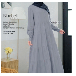 [Bundling Gamis] NIBRAS BLUEBELL GREY #M + UB-GAMIS-WOLFIS-HITAM - Paket Gamis Daily: 2 Gamis, 1 Harga Hemat