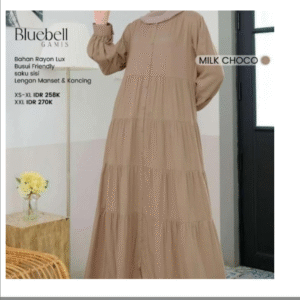 [Bundling Gamis] NIBRAS BLUEBELL MILK CHOCO #M + UB-GAMIS-WOLFIS-HITAM - Paket Gamis Daily: 2 Gamis, 1 Harga Hemat