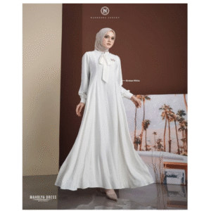 [Bundling Gamis] NADHEERA MAHOLYA-DRESS-BROKENWHITE-#XL + LUBI GAMIS-MODESTY-CANARYYELLOW-#XL(SALE) - Set Stylish Gamis: Luxury Style + Casual Cantik