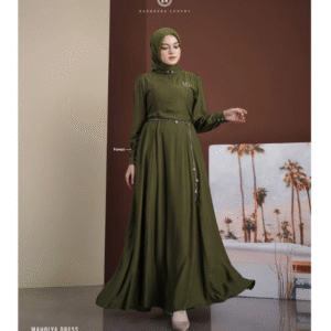 [Bundling Gamis] NADHEERA MAHOLYA-DRESS-FOREST-#S + HAITWO EMERALD 10 BABY PINK #S - Set Stylish Gamis: Luxury Style + Casual Cantik