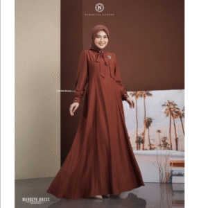 [Bundling Gamis] NADHEERA MAHOLYA-DRESS-GOLDENBROWN-#XL + MYSURE SERAYA DRESS MOM BLUE #XL - Set Stylish Gamis: Luxury Style + Casual Cantik