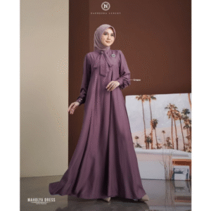 [Bundling Gamis] NADHEERA MAHOLYA-DRESS-GRAPES-#S + LUBI GAMIS-MODESTY-CANARYYELLOW-#S(SALE) - Set Stylish Gamis: Luxury Style + Casual Cantik